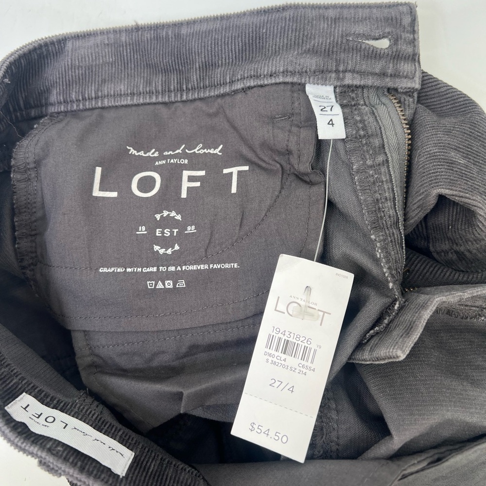 NWT Made And Loved Ann Taylor Loft Gray Corduroy Cotton Mini Skirt Size 27 or 4 - Picture 7 of 12